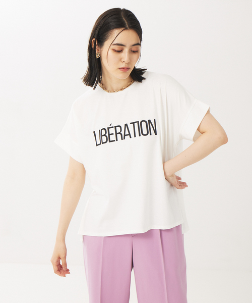 abahouse mavie（アバハウスマヴィ）の「ワイドロゴTシャツ2（Tシャツ/カットソー・レディース・チャコールグレー/ダークネイビー/ホワイト系その他/ホワイト系その他3/グリーン/ブラック・フリー）」の2枚目の写真