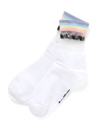 レインボーリブシースルークルーソックス