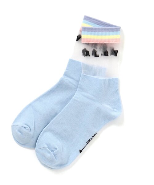 algy（アルジー）の「レインボーリブシースルークルーソックス（ソックス/靴下・キッズ・ブラック/オフホワイト/サックスブルー・24/21）」の3枚目の写真
