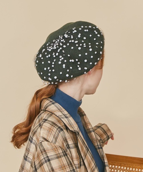 kaorinomori（カオリノモリ）の「kaorinomori ロマネコベレー（ハンチング/ベレー帽・レディース・イエロー/ホワイト/ブラウン/ダークグリーン・M/57.5cm）」の16枚目の写真