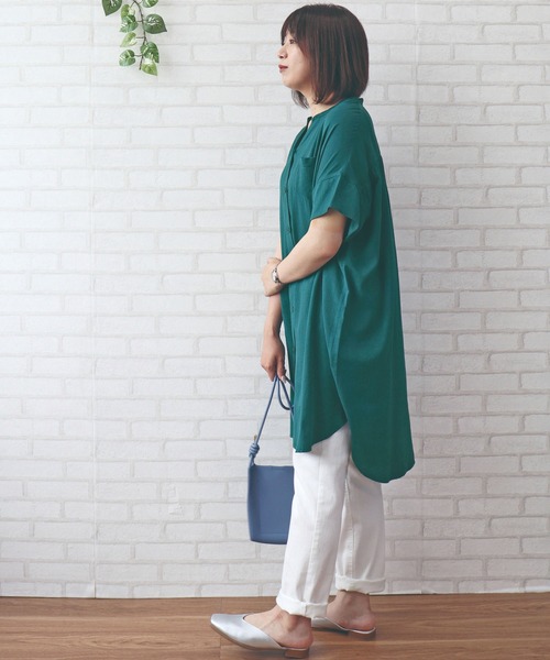 BELLUNA PLUS(ベルーナ)の「麻調スラブ素材袖切替デザインワンピース(ワンピース・レディース・ネイビー/カーキ/ターコイズブルー/オレンジ・MEDIUM/LARGE/X-LARGE)」の8枚目の写真