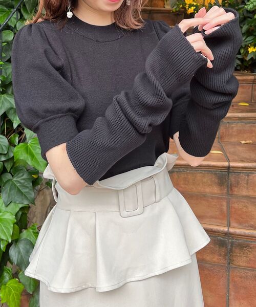 MAJESTIC LEGON(マジェスティックレゴン)の「アームウォーマーセットパフスリーブニット(ニット/セーター・レディース・アイボリー/ブラウン/パープル/ブラック・MEDIUM)」の18枚目の写真