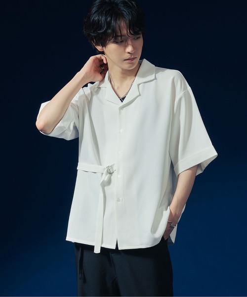 Ellno Loset(エルノロゼット)の「タイロッケンロールアップシャツ/セットアップ対応(シャツ/ブラウス・メンズ・ブラック/オフホワイト/ブルーグリーン・MEDIUM/LARGE)」の1枚目の写真