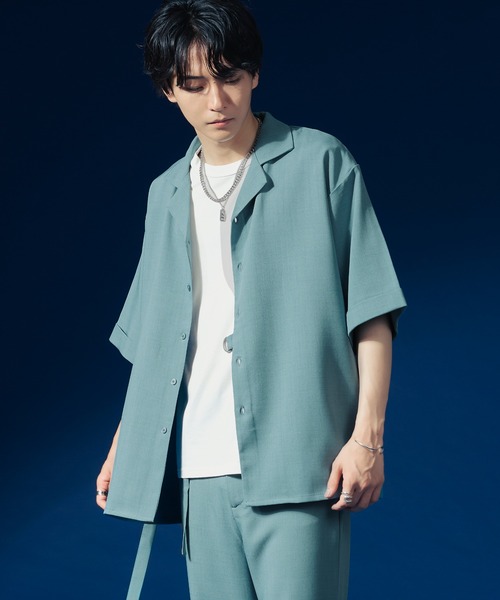 Ellno Loset(エルノロゼット)の「タイロッケンロールアップシャツ/セットアップ対応(シャツ/ブラウス・メンズ・ブラック/オフホワイト/ブルーグリーン・MEDIUM/LARGE)」の3枚目の写真