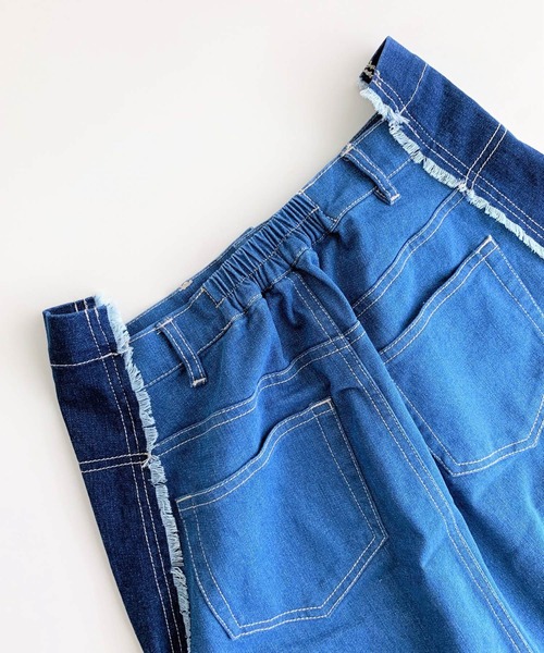 Q（キュー）の「切替デニムスカート（デニムスカート・レディース・インディゴブルー・MEDIUM）」の6枚目の写真