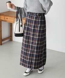 ベルトデザインチェックスカート
