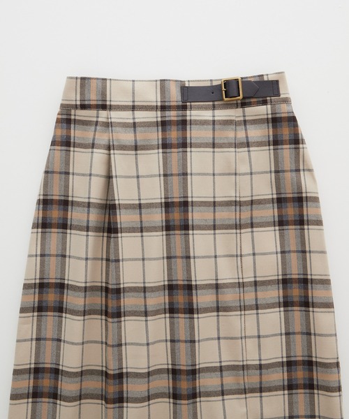 BONLECILL（ボンルシール）の「ベルトデザインチェックスカート（スカート・レディース・ブルー/ベージュ/グリーン/ネイビー/ブラウン/グレー・FREE）」の22枚目の写真