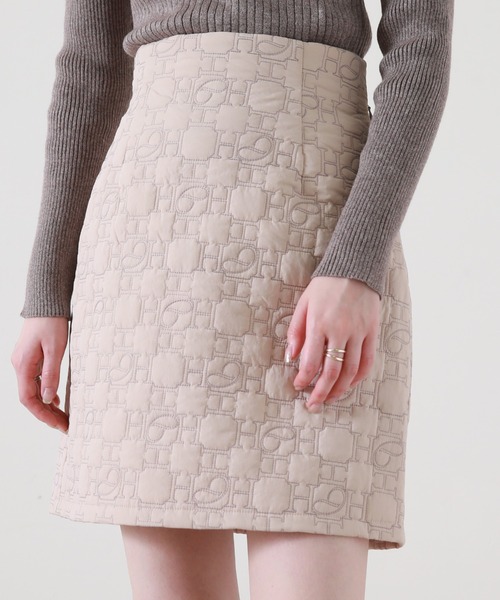 Cheek(チーク)の「オリジナルキルティングミニスカート(スカート・レディース・ブラウン/アイボリー/ピンクベージュ・SMALL/MEDIUM)」の3枚目の写真