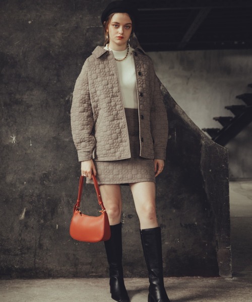 Cheek(チーク)の「オリジナルキルティングミニスカート(スカート・レディース・ブラウン/アイボリー/ピンクベージュ・SMALL/MEDIUM)」の4枚目の写真