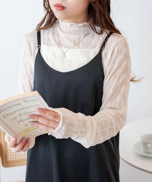 WEGO(ウィゴー)の「WEGO/シアーメロウロンT(Tシャツ/カットソー・レディース・ブラック/オフホワイト・FREE)」の5枚目の写真