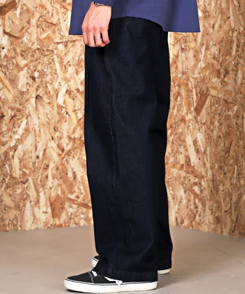 LUXSTYLE（ラグスタイル）の「デニムワイドチノパンツ（デニムパンツ・メンズ・ブルー/ブラック/ネイビー・L/M）」の5枚目の写真