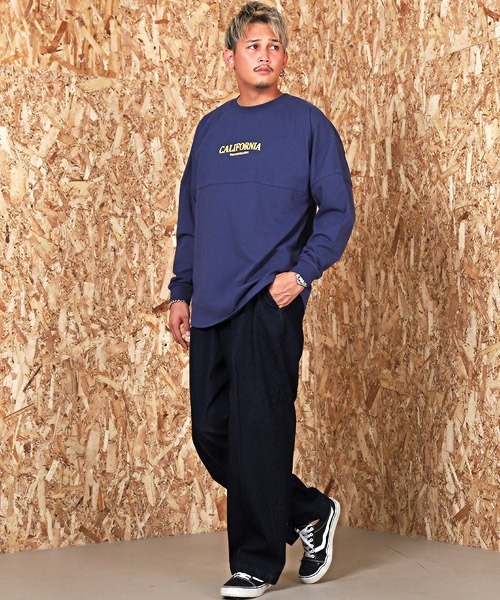 LUXSTYLE（ラグスタイル）の「デニムワイドチノパンツ（デニムパンツ・メンズ・ブルー/ブラック/ネイビー・L/M）」の6枚目の写真