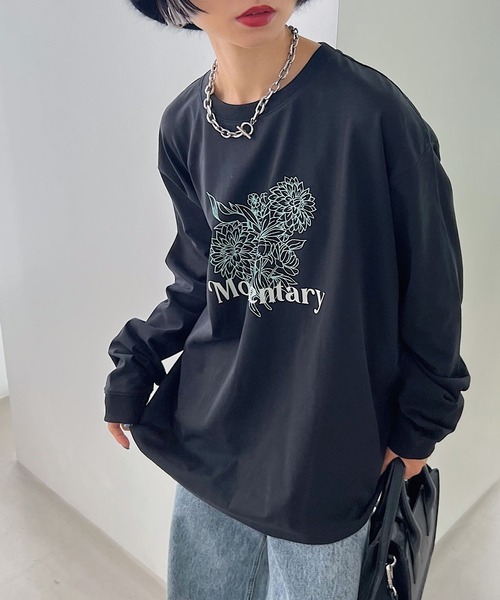 PAGEBOY（ページボーイ）の「モードフラワーロンT（Tシャツ/カットソー