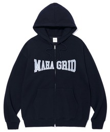 『mahagrid/マハグリッド』APPLIQUE ZIP UP HOODIE/アップリケデザイン ジップアップパーカー