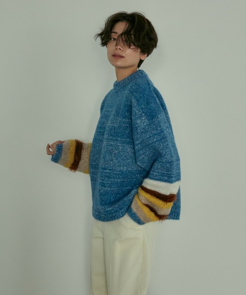 INED(イネド)の「《SUPERIOR CLOSET》異素材MIXニット(ニット/セーター・レディース・ブルー/ベージュ・9号)」の5枚目の写真