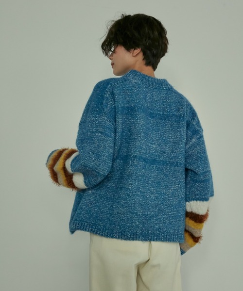 INED(イネド)の「《SUPERIOR CLOSET》異素材MIXニット(ニット/セーター・レディース・ブルー/ベージュ・9号)」の6枚目の写真