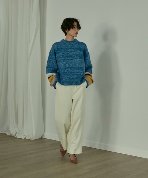 INED(イネド)の「《SUPERIOR CLOSET》異素材MIXニット(ニット/セーター・レディース・ブルー/ベージュ・9号)」の7枚目の写真