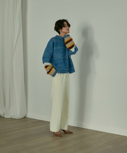 INED(イネド)の「《SUPERIOR CLOSET》異素材MIXニット(ニット/セーター・レディース・ブルー/ベージュ・9号)」の8枚目の写真