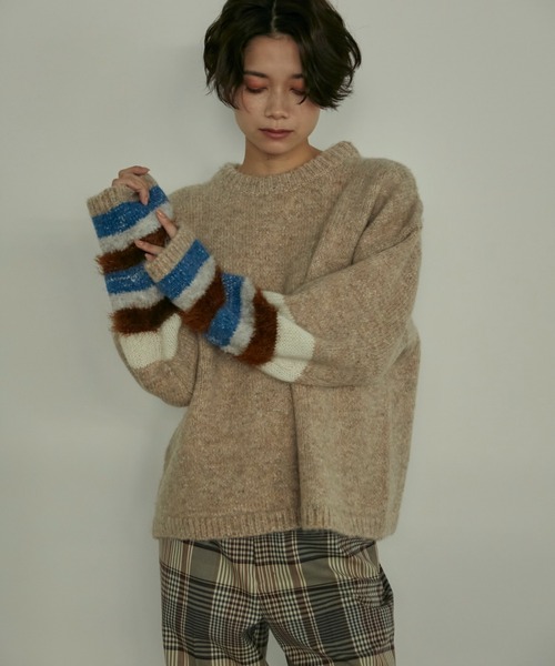 INED(イネド)の「《SUPERIOR CLOSET》異素材MIXニット(ニット/セーター・レディース・ブルー/ベージュ・9号)」の9枚目の写真