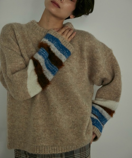 INED(イネド)の「《SUPERIOR CLOSET》異素材MIXニット(ニット/セーター・レディース・ブルー/ベージュ・9号)」の10枚目の写真