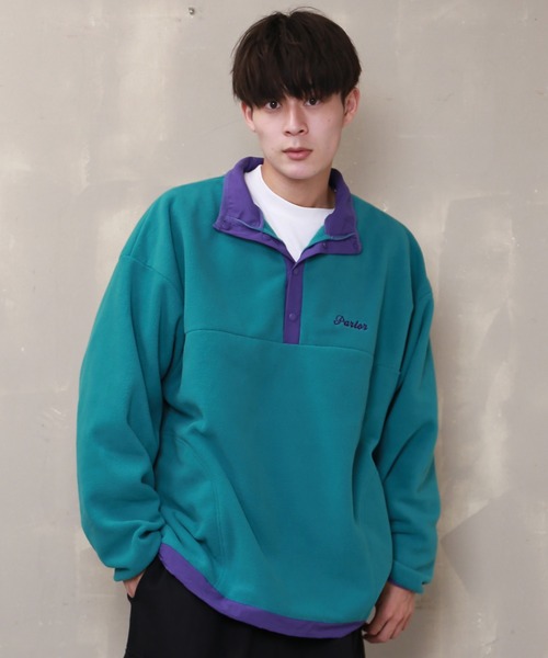 SPINNS（スピンズ）の「ハーフスナップ　フリーストップス（スウェット・メンズ・ピンク/アイボリー/イエロー/ロイヤルブルー/グリーン系その他2/グリーン系その他・ONESIZE）」の3枚目の写真