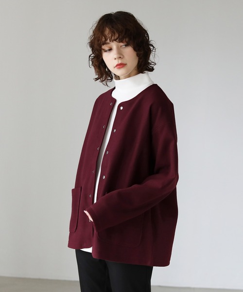 ETELIO(エテリオ)の「ウールライクストレッチノーカラーカーディガン(カーディガン/ボレロ・メンズ・ブラウン/ブルーグレー/ワイン/ダークグリーン・S/M/L)」の4枚目の写真