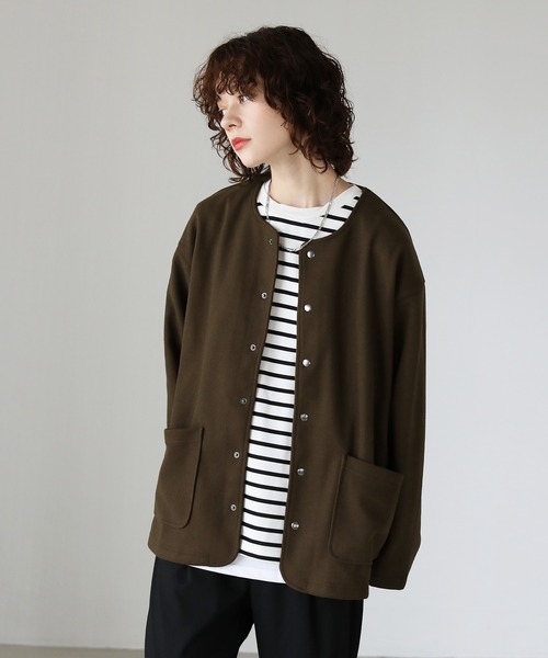 ETELIO(エテリオ)の「ウールライクストレッチノーカラーカーディガン(カーディガン/ボレロ・メンズ・ブラウン/ブルーグレー/ワイン/ダークグリーン・S/M/L)」の6枚目の写真