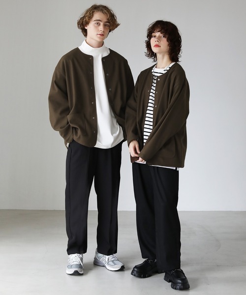 ETELIO(エテリオ)の「ウールライクストレッチノーカラーカーディガン(カーディガン/ボレロ・メンズ・ブラウン/ブルーグレー/ワイン/ダークグリーン・S/M/L)」の11枚目の写真