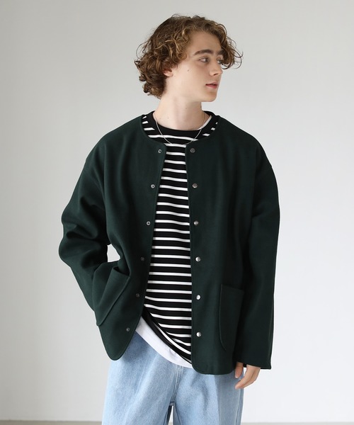 ETELIO(エテリオ)の「ウールライクストレッチノーカラーカーディガン(カーディガン/ボレロ・メンズ・ブラウン/ブルーグレー/ワイン/ダークグリーン・S/M/L)」の14枚目の写真