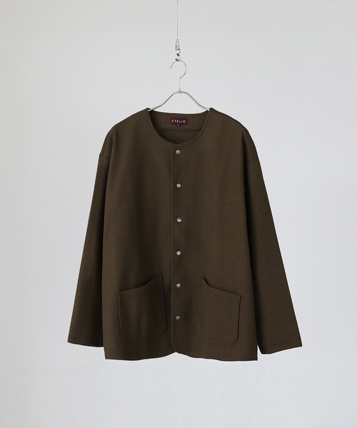 ETELIO(エテリオ)の「ウールライクストレッチノーカラーカーディガン(カーディガン/ボレロ・メンズ・ブラウン/ブルーグレー/ワイン/ダークグリーン・S/M/L)」の22枚目の写真