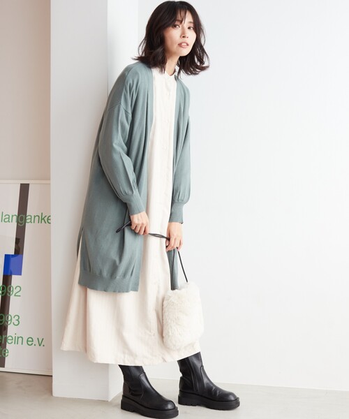THE SHOP TK (ザ ショップ ティーケー )の「◆【洗える】ロングカーディガン(カーディガン/ボレロ・レディース・ブラック/ダークオリーブ/ライトベージュ・12/13/14)」の8枚目の写真