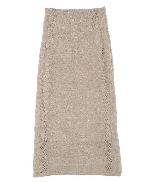 LAGUNAMOON（ラグナムーン）の「スパンコールニットスカート（スカート・レディース・ベージュ/イエロー・SMALL/MEDIUM）」の2枚目の写真