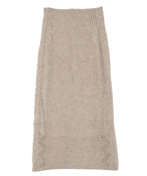 LAGUNAMOON（ラグナムーン）の「スパンコールニットスカート（スカート・レディース・ベージュ/イエロー・SMALL/MEDIUM）」の3枚目の写真