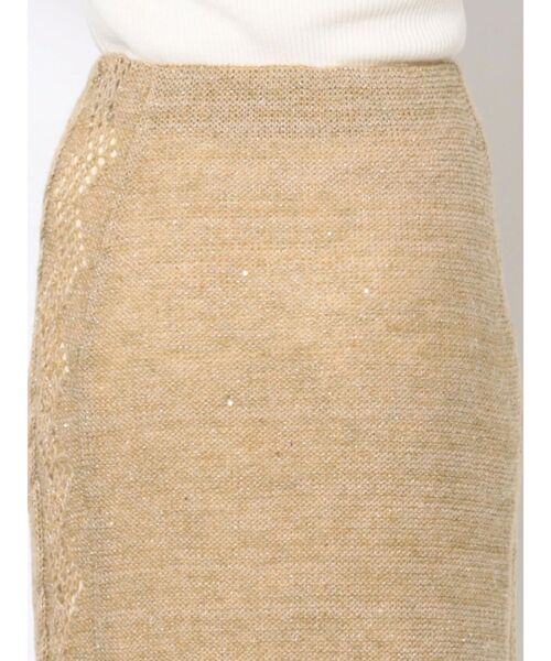 LAGUNAMOON（ラグナムーン）の「スパンコールニットスカート（スカート・レディース・ベージュ/イエロー・SMALL/MEDIUM）」の8枚目の写真