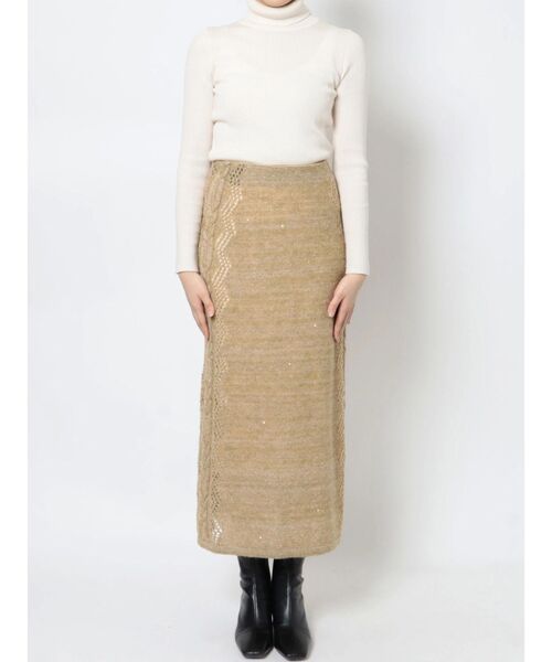 LAGUNAMOON（ラグナムーン）の「スパンコールニットスカート（スカート・レディース・ベージュ/イエロー・SMALL/MEDIUM）」の10枚目の写真