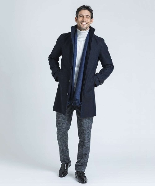 MICHEL KLEIN HOMME (ミッシェルクランオム)の「2WAYロング丈コート(ステンカラーコート・メンズ・ブラック/ネイビー・LARGE/MEDIUM/X-LARGE)」の2枚目の写真