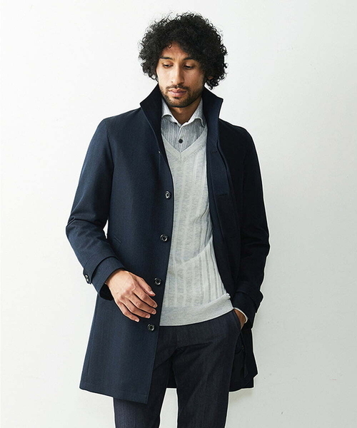 MICHEL KLEIN HOMME (ミッシェルクランオム)の「2WAYロング丈コート(ステンカラーコート・メンズ・ブラック/ネイビー・LARGE/MEDIUM/X-LARGE)」の3枚目の写真