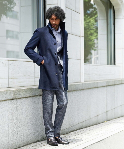 MICHEL KLEIN HOMME (ミッシェルクランオム)の「2WAYロング丈コート(ステンカラーコート・メンズ・ブラック/ネイビー・LARGE/MEDIUM/X-LARGE)」の4枚目の写真