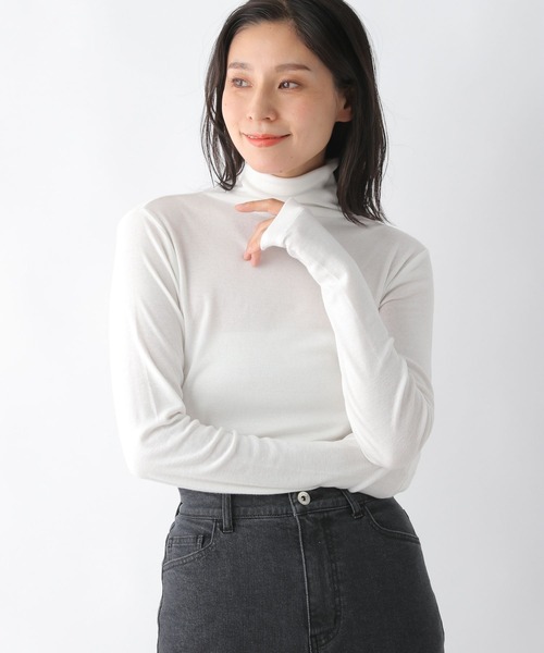 LEPSIM（レプシィム）の「フライスインナータートル　353640（Tシャツ/カットソー・レディース・ブラック/ブラウン/グレイッシュベージュ/グリーン/オフホワイト・FREE）」の11枚目の写真