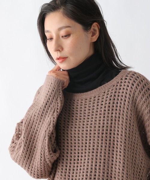 LEPSIM（レプシィム）の「フライスインナータートル　353640（Tシャツ/カットソー・レディース・ブラック/ブラウン/グレイッシュベージュ/グリーン/オフホワイト・FREE）」の14枚目の写真