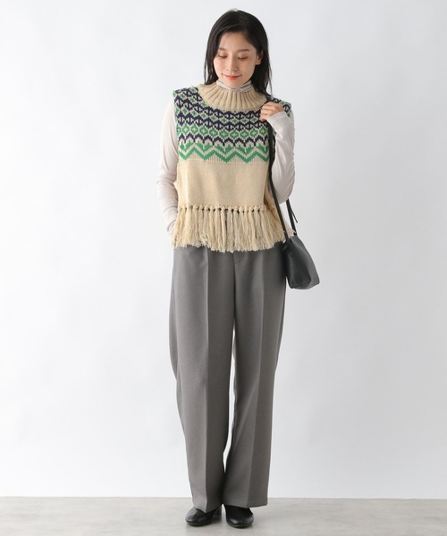 LEPSIM（レプシィム）の「フライスインナータートル　353640（Tシャツ/カットソー・レディース・ブラック/ブラウン/グレイッシュベージュ/グリーン/オフホワイト・FREE）」の21枚目の写真