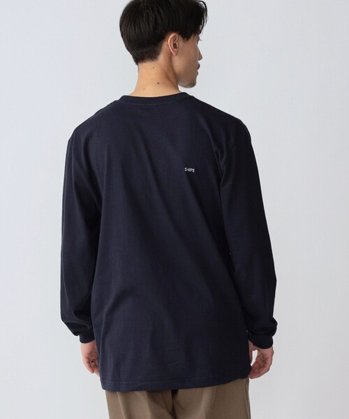 SHIPS（シップス）の「【WEB限定】SHIPS: ワンポイント マイクロ SHIPSロゴ ロングスリーブTシャツ（ロンT）（Tシャツ/カットソー・メンズ・ライトホワイト/ネイビー/ブラック/ホワイト/その他1/その他2/その他3/ダークグレー/ロイヤルブルー/グレー系・SMALL/MEDIUM/LARGE/X-LARGE）」の10枚目の写真