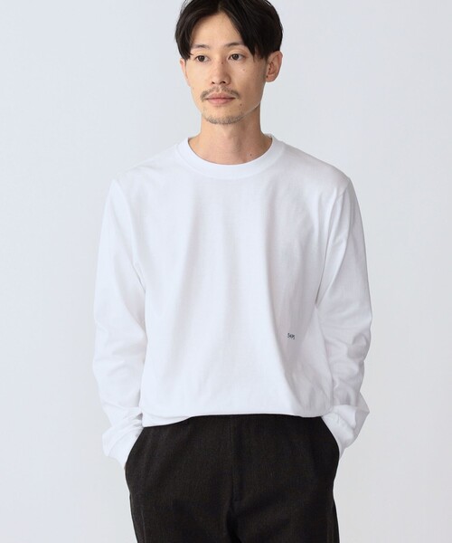 WEB限定】SHIPS: ワンポイント マイクロ SHIPSロゴ ロングスリーブT