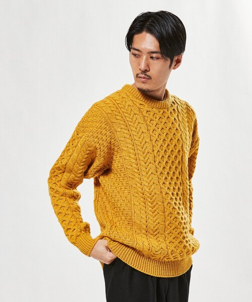 INVERALLAN(インバーアラン)の「【INVERALLAN / インバーアラン】別注 メリノ アランニット(ニット/セーター・メンズ・イエロー/レッド/ホワイト/ブラック/グリーン・MEDIUM/LARGE/FREE)」の10枚目の写真