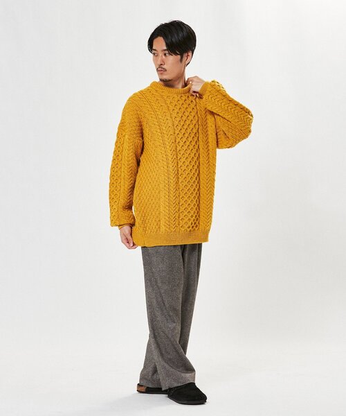 INVERALLAN(インバーアラン)の「【INVERALLAN / インバーアラン】別注 メリノ アランニット(ニット/セーター・メンズ・イエロー/レッド/ホワイト/ブラック/グリーン・MEDIUM/LARGE/FREE)」の11枚目の写真