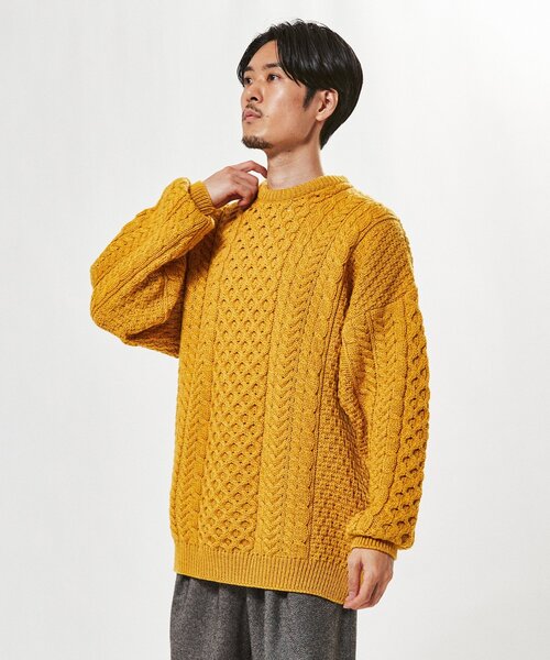 INVERALLAN(インバーアラン)の「【INVERALLAN / インバーアラン】別注 メリノ アランニット(ニット/セーター・メンズ・イエロー/レッド/ホワイト/ブラック/グリーン・MEDIUM/LARGE/FREE)」の13枚目の写真