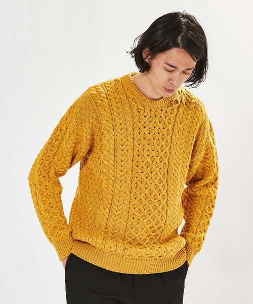 INVERALLAN(インバーアラン)の「【INVERALLAN / インバーアラン】別注 メリノ アランニット(ニット/セーター・メンズ・イエロー/レッド/ホワイト/ブラック/グリーン・MEDIUM/LARGE/FREE)」の16枚目の写真