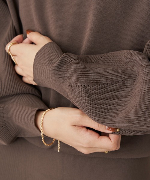 CLEARIMPRESSION （クリアインプレッション）の「【セットアップ対応】クルーネックボリュームスリーブニット（ニット/セーター・レディース・ブラウン/ブラック・FREE）」の7枚目の写真