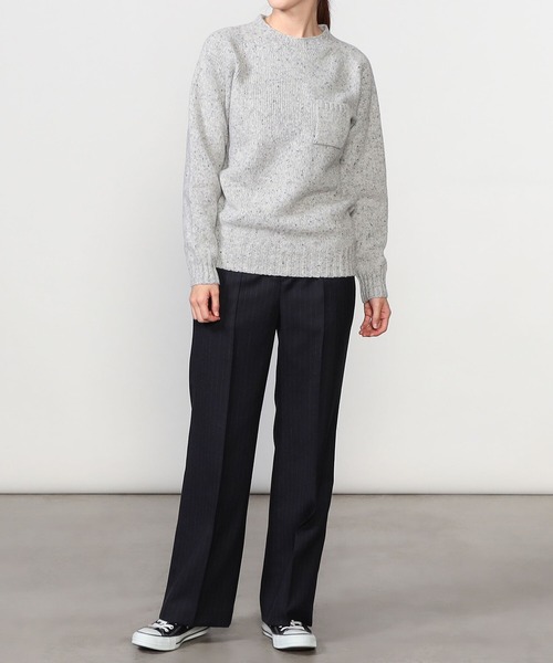 Morris & Sons(モリスアンドサンズ)の「MORRIS & SONS | フラノストライプフレアパンツ WOMEN(スラックス・レディース・ブルー系その他5/グレー系その他・1/0)」の4枚目の写真