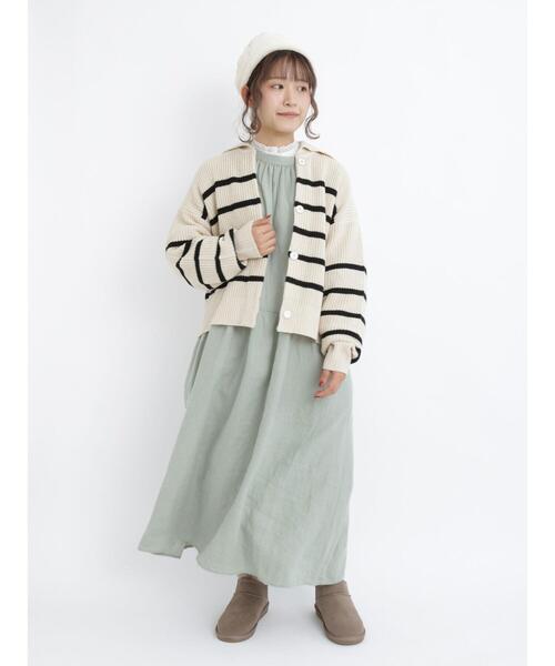 Samansa Mos2(サマンサ モスモス)の「ビッグカラーニットカーディガン(カーディガン/ボレロ・レディース・ブラウン/ブラック/イエロー/グリーン・フリ-)」の6枚目の写真